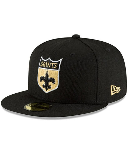 Men's Black New Orleans Saints Omaha Throwback 59FIFTY Fitted Hat