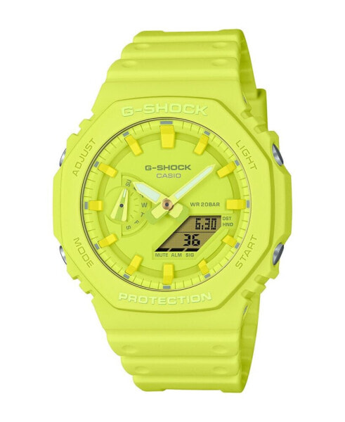 Часы и аксессуары CASIO G-Shock мужские аналогово-цифровые желтые смолы, 45.4мм, GA2100-9A9