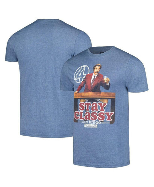 Men's and Women's Heather Blue Anchorman Stay Classy Graphic T-Shirt