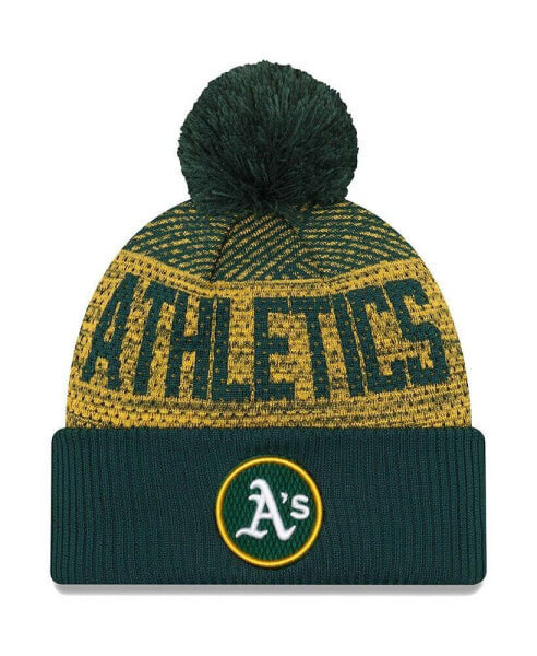 Men's Green Oakland Athletics Authentic Collection Sport Cuffed Knit Hat with Pom