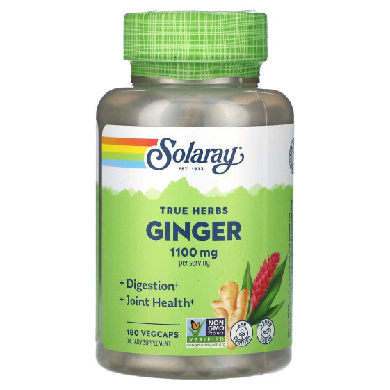 Solaray, True Herbs, имбирь, 1100 мг, 180 капсул на растительной основе