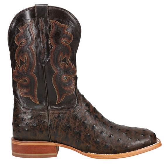 Tony Lama Moore Ostrich Square Toe Cowboy Mens Brown Casual Boots TL5354