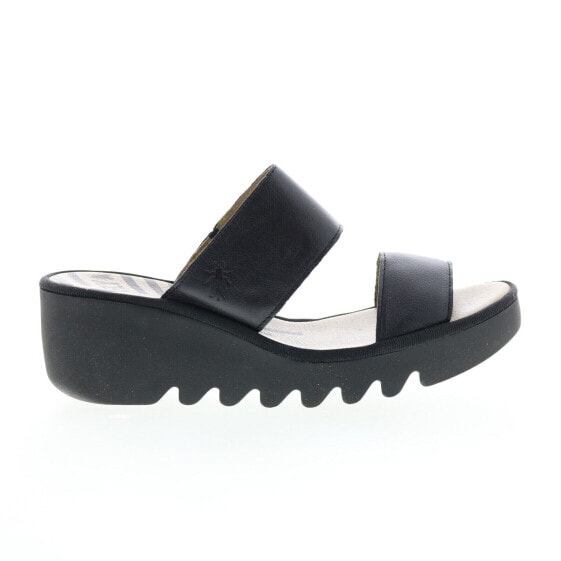 Fly London Yian YIAN845FLY-000 Womens Black Leather Wedges Sandals Shoes