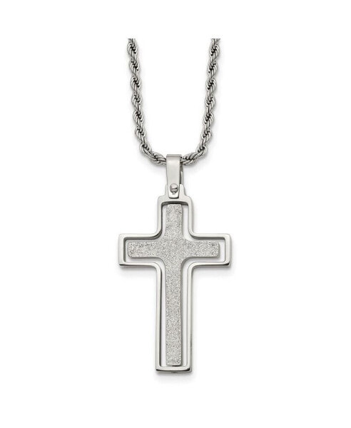 and Laser Cut Moveable Cross Pendant Rope Chain Necklace