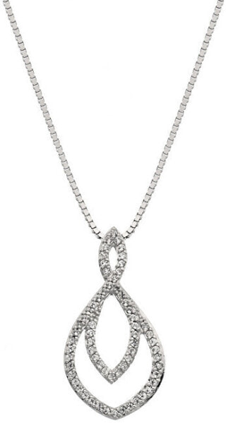 Silver necklace with genuine diamond Lily DP733