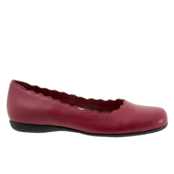 Trotters Sabine T2255-642 Womens Red Narrow Leather Ballet Flats Shoes