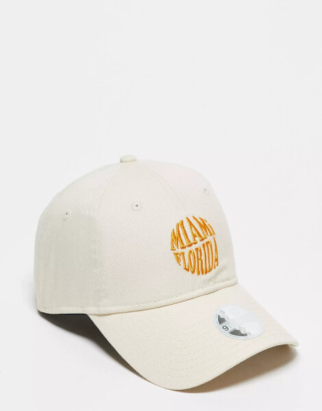 New Era 9twenty Miami logo cap in beige