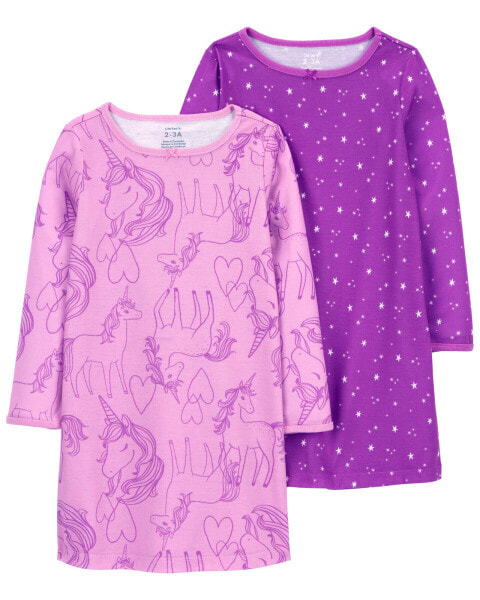 Kid 2-Pack Long-Sleeve Nightgowns 4-5