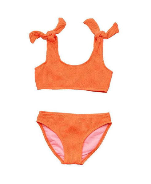 Toddler, Child Girls Tangerine Tie Crop Bikini