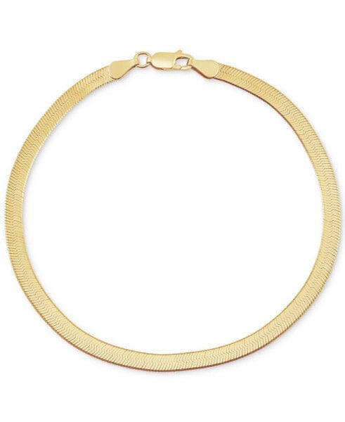 Men's Polished & Beveled Herringbone Link Chain Bracelet in 18k Gold-Plated Sterling Silver & Sterling Silver