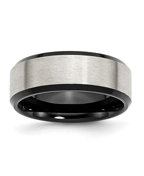 Stainless Steel Black IP-plated Brushed 8mm Edge Band Ring