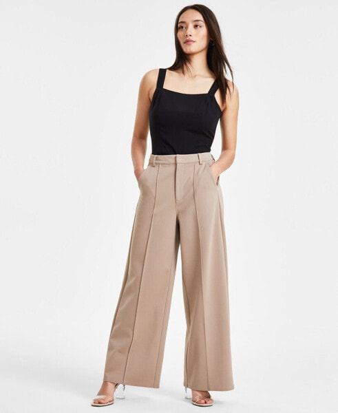 Petite Seamed Wide-Leg Ponté Pants, Created for Macy's