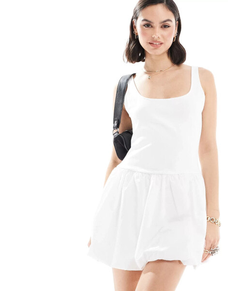 Mango puffball mini dress in white