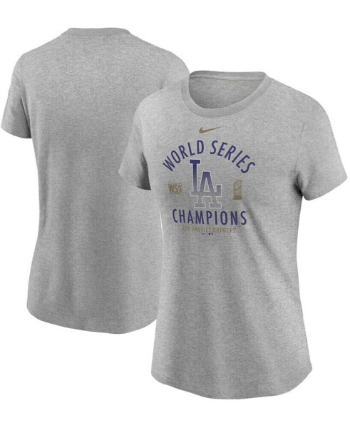Women's Heather Charcoal Los Angeles Dodgers 2020 World Series Champions T-shirt