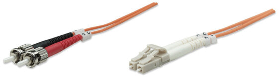 Intellinet Fiber Optic Patch Cable - OM2 - LC/ST - 1m - Orange - Duplex - Multimode - 50/125 µm - LSZH - Fibre - Lifetime Warranty - Polybag - 1 m - OM2 - LC - ST