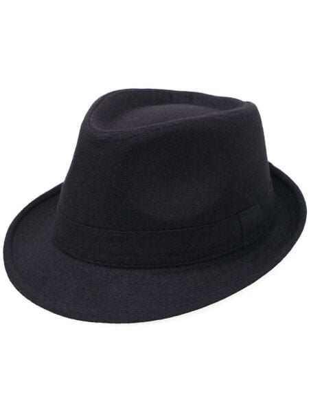 Мужская шляпа черная фетровая  Simplicity Mens Manhattan Fedora Hat Designed Black Color Cap