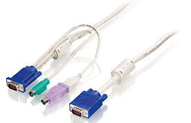 LevelOne 5m KVM Cable - VGA - PS/2 - USB - 5 m - White - VGA + PS/2 - VGA - Male/Male - China