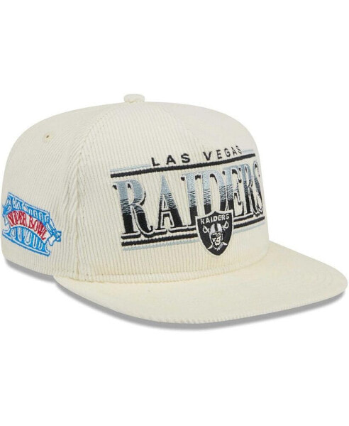 Men's Cream Las Vegas Raiders Throwback Corduroy Golfer Snapback Hat