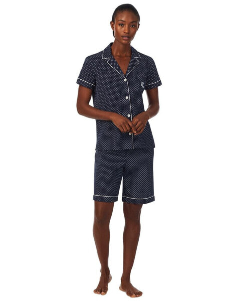Women's 2-Pc. Notched-Collar Bermuda Pajamas Set