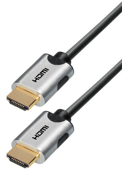 Кабель HDMI Transmedia C 221-2 - 2 м - HDMI Type A (Стандартный) - HDMI Type A (Стандартный) - 48 Gbit/s - Черный - Золотой - Серый