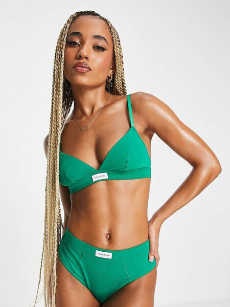 Tommy Jeans Essentials cotton blend unlined triangle bralette in green