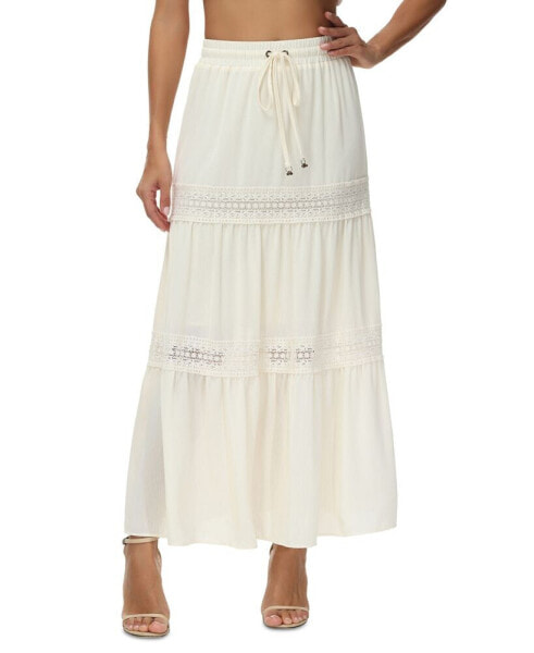 Women's Jules Cotton Lace-Trim Tiered Maxi Skirt