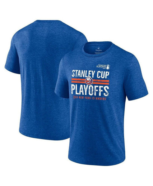 Men's Heather Royal New York Islanders 2024 Stanley Cup Playoffs Crossbar Tri-Blend T-Shirt