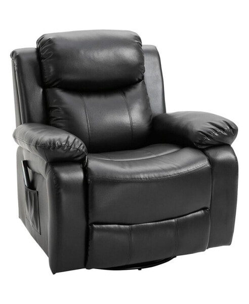Кресло-массажер из искусственной кожи HOMCOM с пультом дистанционного управления, поворотным механизмом и подставкой для ног, обитое тканью для гостиной, спальни, черное