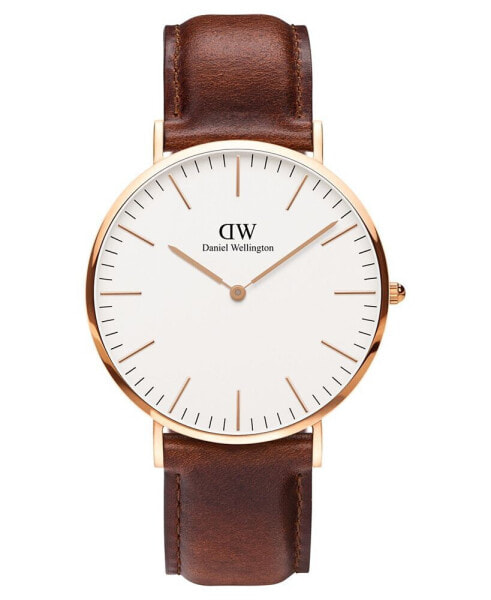 Men's Classic Mawes Brown Leather Watch 40mm