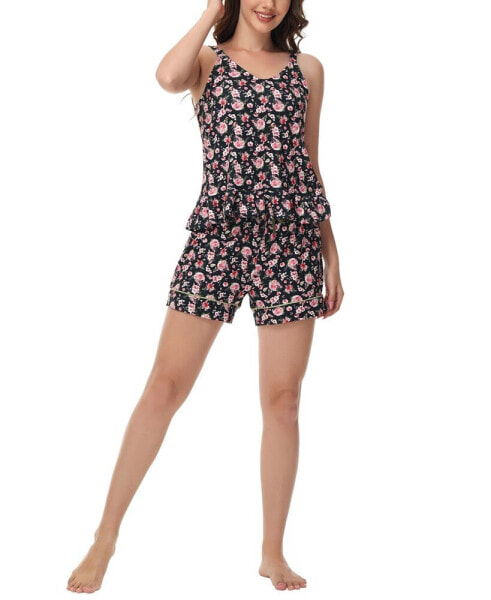 Women's Printed Tank Top with Shorts Pajama Set, 2-Piece