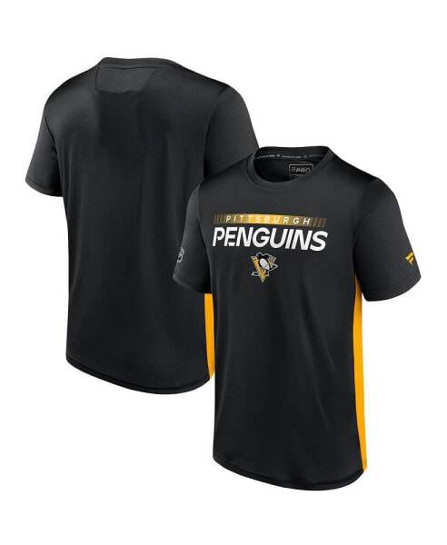 Men's Black, Gold Pittsburgh Penguins Authentic Pro Rink Tech T-shirt