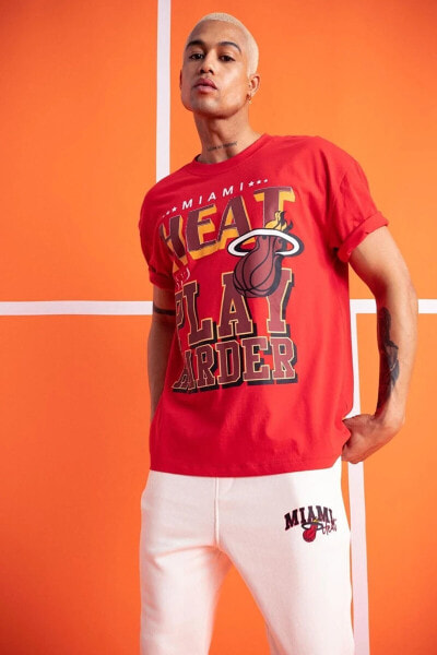 Fit Nba Miami Heat Oversize Fit Bisiklet Yaka Kısa Kollu %100 Pamuk Tişört A3807ax23sm