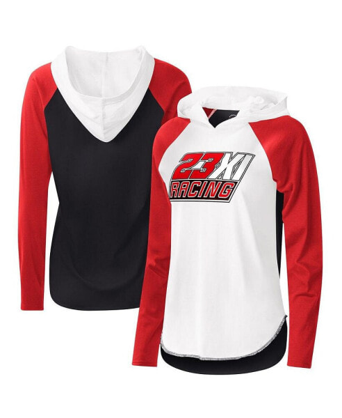 Women's White and Red 23XI Racing Triple-A Long Sleeve Hoodie T-shirt