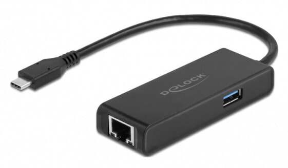 Delock USB Type-C™ Adapter to 2.5 Gigabit LAN with USB Type-A female - USB 3.2 Gen 1 (3.1 Gen 1) Type-C - 10,100,1000 Mbit/s - IEEE 802.3 - IEEE 802.3ab - IEEE 802.3az - IEEE 802.3bz - IEEE 802.3u - Black - RJ-45 - Activity - Link