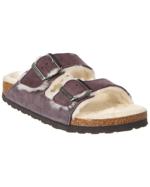 Birkenstock Arizona Narrow Suede & Shearling Sandal Women's Grey 42