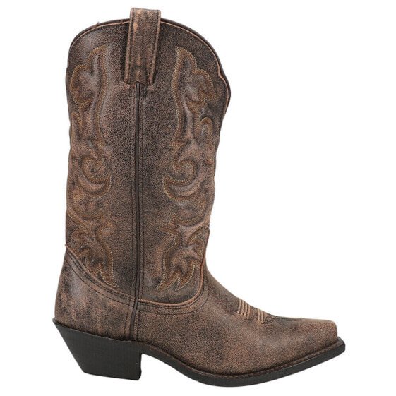 Laredo Access Goat Embroidery Snip Toe Cowboy Womens Brown Dress Boots 51079