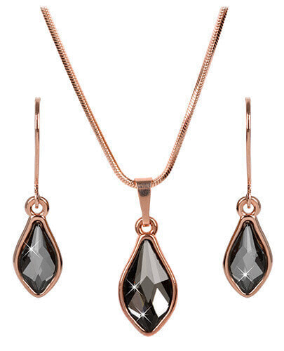 Bronze set of earrings and necklace Flame Rose Gold Night SET-040