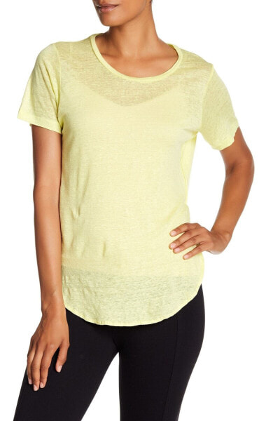 Acrobat 153152 Women's Hi-Lo Linen Tee Short Sleeve Lemon Sz. Medium