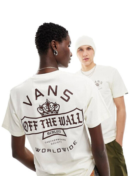 Vans checkerboard society t-shirt in cream