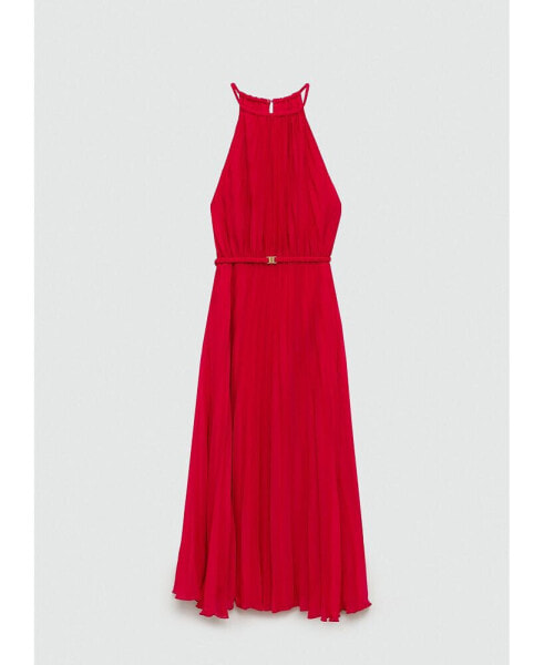 Women's Belt Pleated Dress