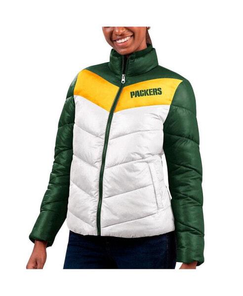 Толстовка GIII 4Her White & Green Bay Packers New Star Quilted