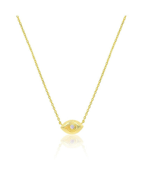 Yellow Gold Tone Evil Eye and CZ Necklace