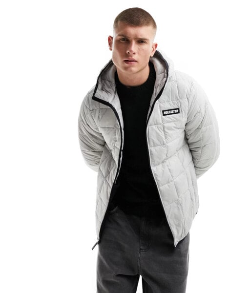 Hollister sport grid puffer jacket in grey