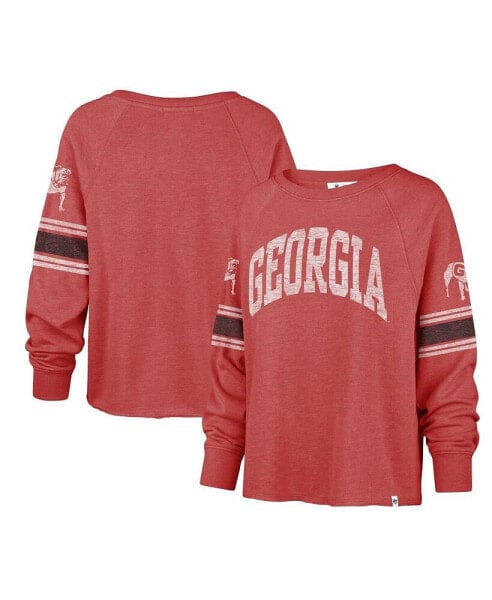 Футболка хлопковая "Allie Modest" женская '47 Brand, Georgia Bulldogs, красная, с вырезом, на длинные рукава.