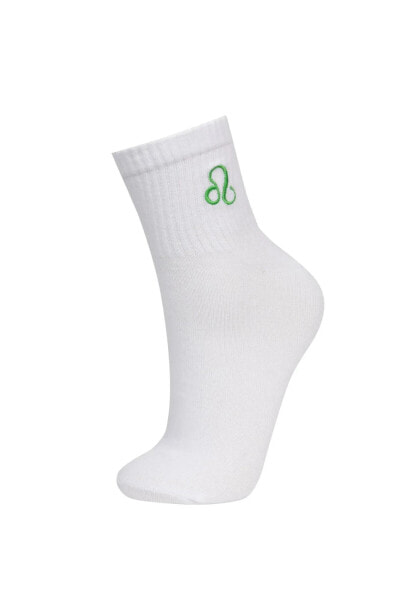 Kadın Pamuklu Aslan Burcu Simgeli Soket Çorap C8406axns