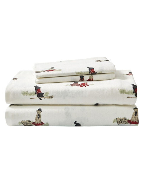 Printed Cotton Flannel 3-Piece Sheet Set, Twin