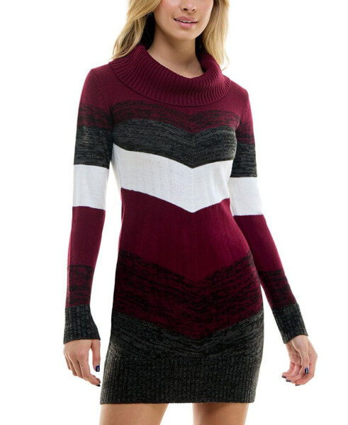 Juniors' Chevron-Print Sweater Dress