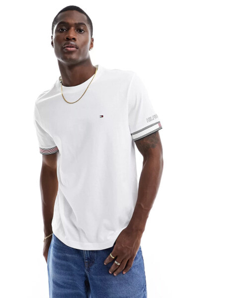 Tommy Hilfiger flag cuff t-shirt in white