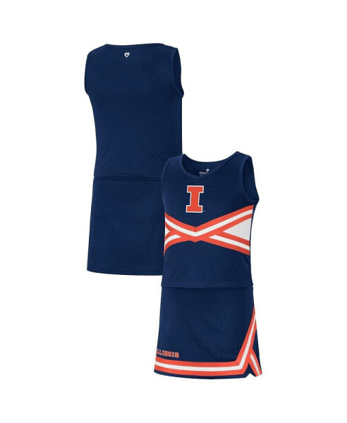 Big Girls Navy Illinois Fighting Illini Carousel Cheerleader Set