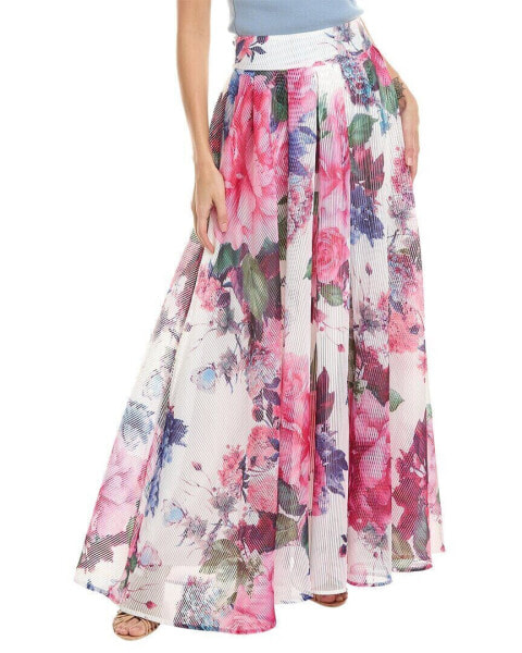 Gracia Watercolor Floral Printing Pleats Maxi Skirt Women's